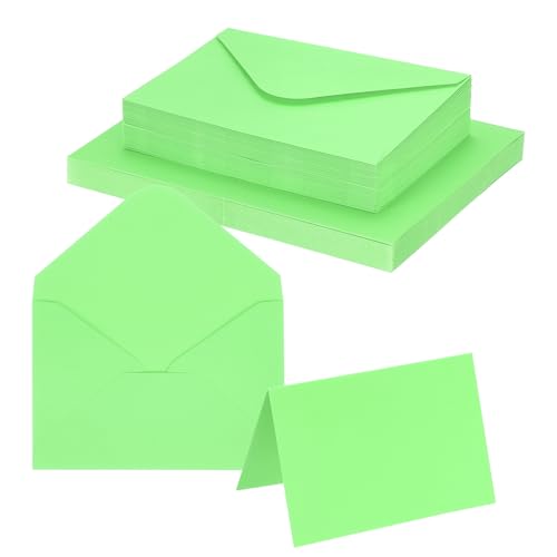Tarjetas de felicitación en blanco y sobres 50 juegos de cartulina plegable 4x6 verde PATIKIL