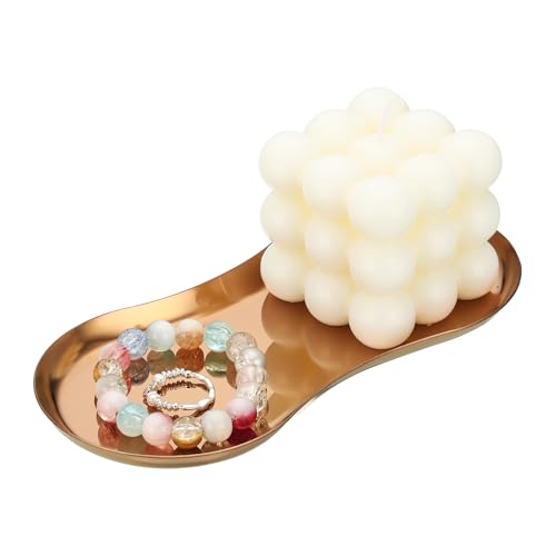 uxcell 3.5x7 Bathroom Tray Stainless Steel Tray Rose Gold (Glasses Shape)