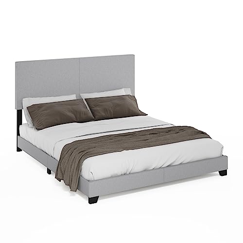 Furinno PESSAC Fabric Upholstered Bed Frame, California King Size, Glacier - image 4