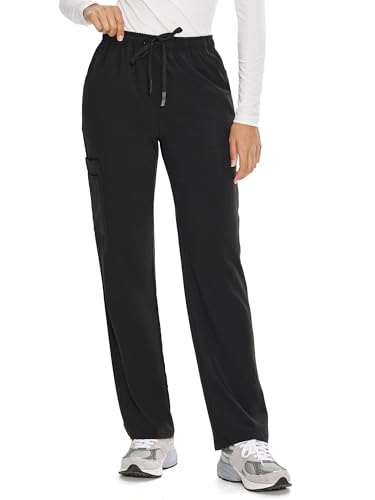 COZYFIT Straight Leg Scrub Pants for Women, Drawstring Soft Stretch, Anti-Wrinkle Women's Scrub Pants with 6 Pockets2