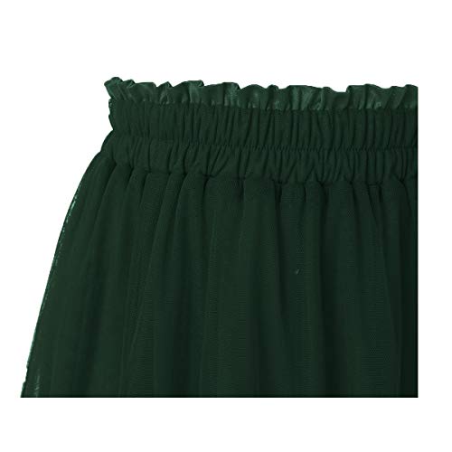 Obbue Women's A Line Tulle Party Evening Tutu Skirts Tea Length Dark Green-S/M #TOP4
