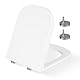 CUQOO Toilettensitz mit Absenkautomatik, quadratisch, hochwertiger robuster Toilettensitz mit Schnellverschluss, einfache Installation mit zwei Befestigungsmöglichkeiten oben und verstellbaren