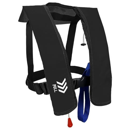Automatic Inflatable Life Jacket|Life Vest for Adults|PFD Low Profile|Supports up to 330 lbs(YSH700) (Black)
