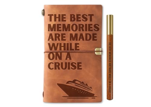 InnoBeta Cruise Gifts for Women Men, Journal Notebook with Pen, Refillable Sketchbook, Travel Diary, Lined Planner, 7x5 Inches, Brown