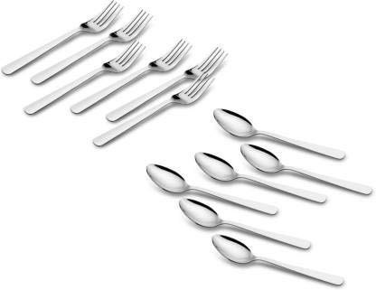 ROYAL AAKRITI Stainless Steel Heavy Gauge Spoon and Fork Set of 12 Units/Mix Cutlery Set/Tableware/Flatware Set SOVER Design WHICH is Match with All Type of Dinner Set