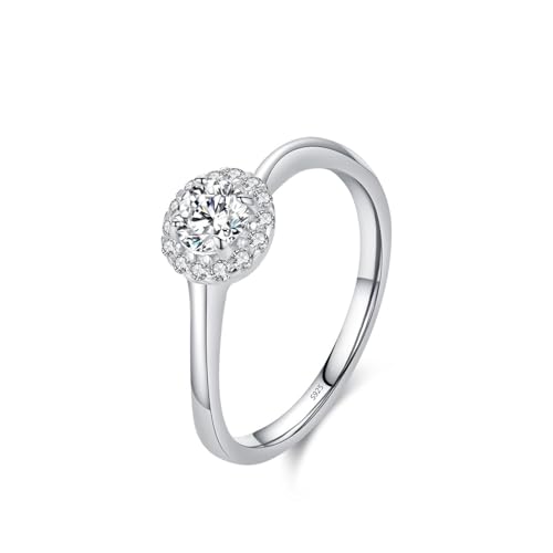 Bague argent 925 femme avec halo de zircone cubique d'une brillance certifiée