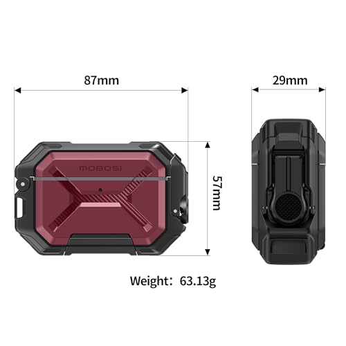 Image of MOBOSI IP68 Waterproof Case for AirPods Pro 3[Compatible with MagSafe] iPods Pro 3 Cover Military Grade Protective Earpods Pro3 Shell with Secure Lock, Keychain & Phone Stand (2025),Red