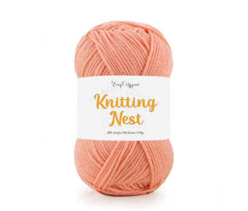 Image of Craft Affair | Knitting Nest Acrylic Yarn (200 Meter, 100 Grams, 2mm) / Woolen Yarn /Acrylic Yarn for Knitting and Crocheting- Peach