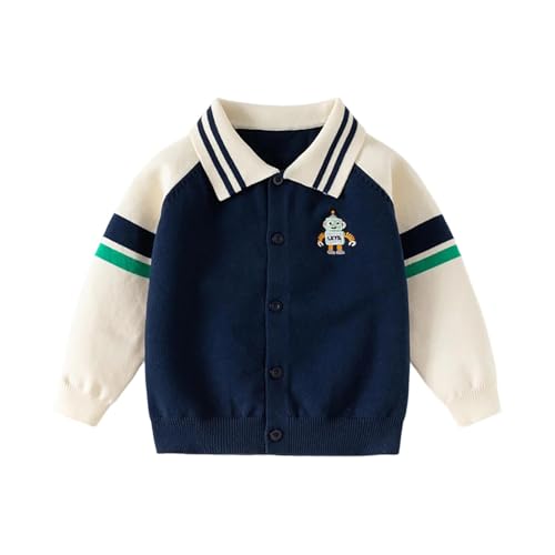 Girls Boys Fashion Print Sweater Cardigan Kids Long Sleeve Knit Sweaters School Uniform Cute Cotton Fall Jacket Coat