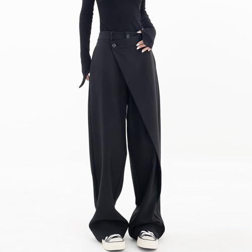 Minimalist Commuting Suit Pants with Irregular Splicing Design Straight Leg Wide Leg Pants Loose Street Pants2