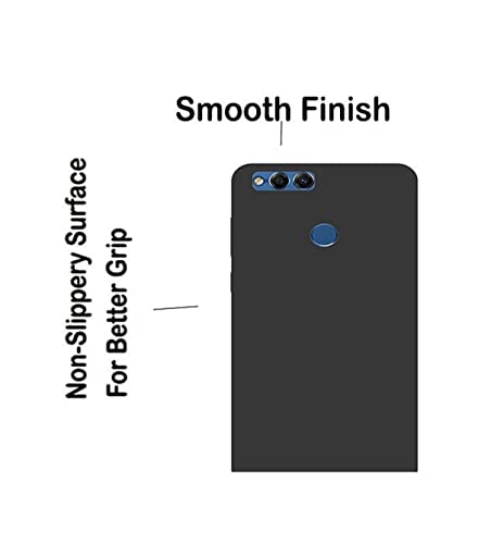 Image of Mobile Back Cover Case for Honor 7X (Silicone Case|CameraProtection|Black SC1510)