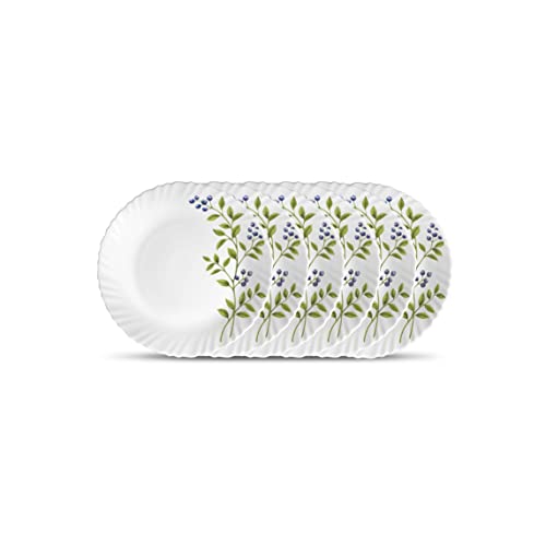 La Opala, Novo Collection, Opal Glass Quarter Plate Set 6 pcs, Lush Greens, White