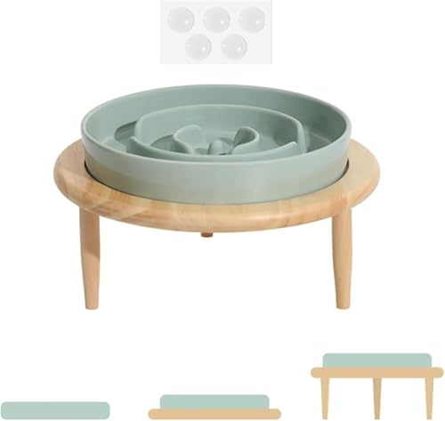 Girlmarryペット食器 スロウフィーダーボウル 飲み込み防止 早食い防止 吐き戻し防止 スタンド付きボウル 犬 えさ皿 陶器 犬食器 食器 餌入れ 用品 お手入れ簡単 の健康管理 覆しない 安定感 (C,S)