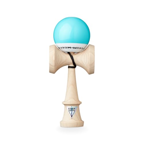 KROM - Kendama Toy POP LOL Sky Blue - High Wood Quality - Extra Strong - for Beginner and Pro - Gift Pack : Extra String + Stickers