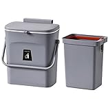 Recordatorio: hay 2 colores (blanco y gris). Te recomendamos que equipes dos cubos de basura de diferentes colores, que pueden separar mejor la basura seca y húmeda en la cocina. Todo el producto está hecho de material PP respetuoso con el medio ambiente. Tamaño del producto: el cubo de basura exterior es de 29,5 x 26 x 16 cm/9 L, el barril interior es de 27 x 22 x 14,5 cm/6,5 l.