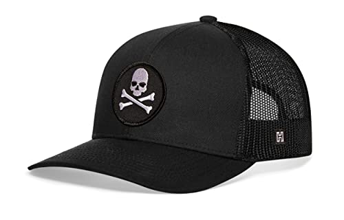Haka Jolly Roger Trucker Hat, Mesh Outdoor Hat For Men & Women, Adjustable Skull And Crossbones Baseball Cap, Snapback Golf Hat Black #TOP1