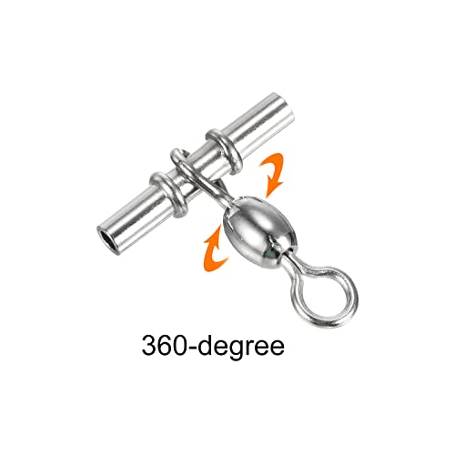 PATIKIL Sleeve Swivel, 50Pcs 88lb Stainless Steel Cross Line 3 Way Fishing Terminal Tackle, Silver - Image 4