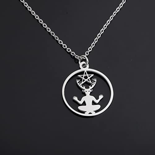Lywjyb Birdgot Cernunnos Necklace Celtic Mythology Gifts Pentacle Pentagram Pendant Horned God Necklace3