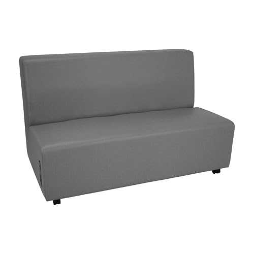 Image of FDP Pro Series Upholstered Armless Mobile Sofa with Tech Panel, Collaborative Commercial Furniture for Hotel Lobby, Office, School, Restaurant, Library, Waiting Room - Slate Gray Crosshatch