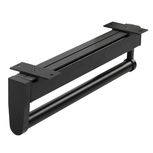 Barra de armario de aluminio ajustable de 1023 pulgadas, barra extraíble para lavandería, pasillo, armario, hotel, barra para colgar ropa de techo negro duradera (49 cm)