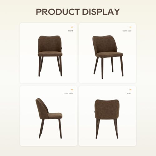 Image of Wooden Dining Chairs Set of 2, Upholstered Kitchen Dining Room Chair, Modern Fabric Farmhouse Dinner Chair for Restaurant & Cafe, Dark Brown