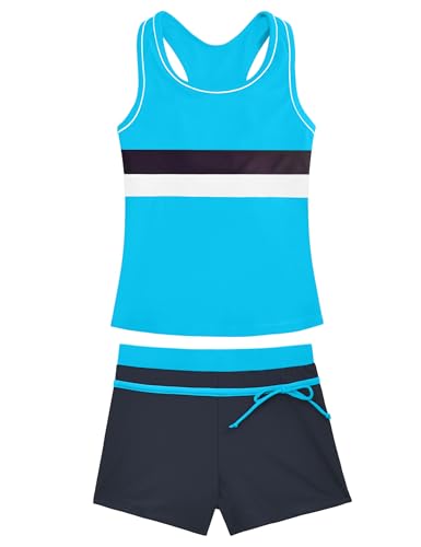 Image of Girls Swimsuits 2 Piece Summer Boyshort Bathing Suit Rash Guard Swimwear for Kids Child Beach with Sun Protection