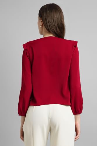 Image of Van Heusen Women Polyester Regular Fit Solid Full Sleeve Casual Shirt