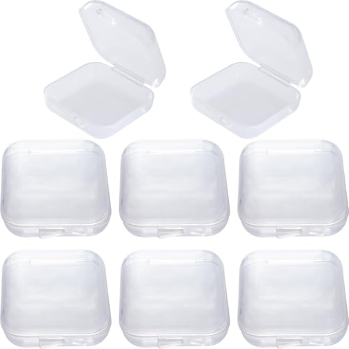 BEIQIYA 6pcs Clear Plastic Ear Plug Cases 1.8cm Thicken Mini Jewelry Storage Cases Small Portable Square Bead Storage Box Organizer for Earplugs Necklaces Handicrafts