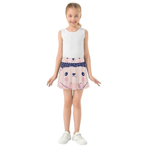 Tennis Skirts Toddler Cartoon Hedgehog Flowers Girls' Shorts Athletic Skorts Breathable Cheer Skirt 4t3