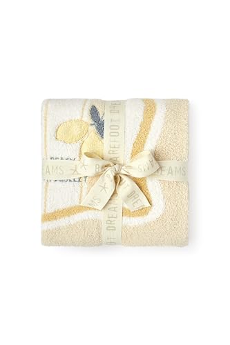 Image of Barefoot Dreams CozyChic Lemon Stroller Blanket, Daffodil Multi, 30 inchx40 inch