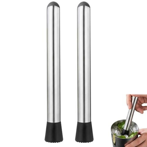 2 Pcs Cocktail Muddler Set, Stainless Steel Ice Crusher and Ice Pick, Professional Bar Tool for Home Cocktail Making, Muddler Collection for Bartenders and Enthusiasts