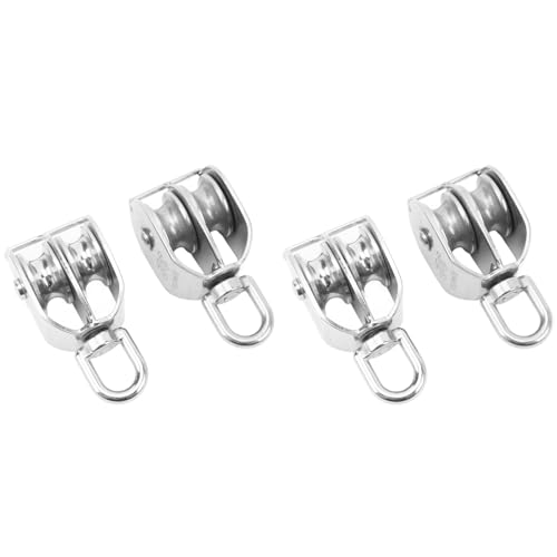 4PCS Double Pulley Block Heavy Duty Lifting Crane Swivels Ho...