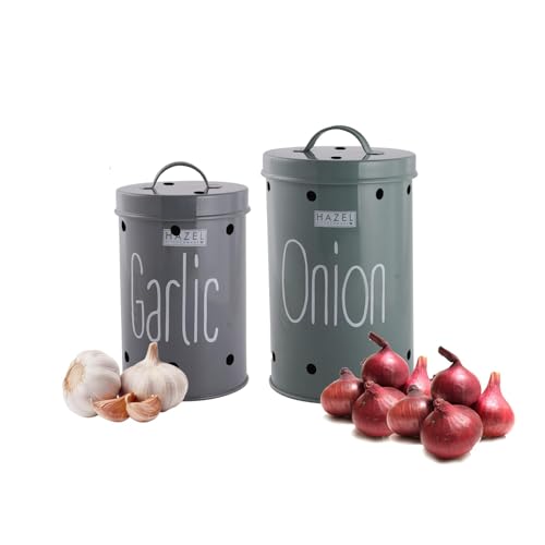 HAZEL Garlic Onion Storage Container For Kitchen | Container For Kitchen Storage Set | Food Grade Storage Container with Lid, Set of 2