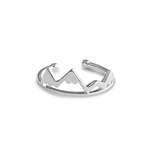 Rosa Vila Mountain Range Ring for Women, Ideal Gift for Outdoor Lovers and Hikers, Adjustable Mountain Rings for Women (Silver Tone)