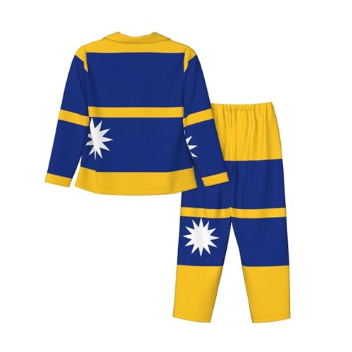 Pyjama drapeau de Nauru ensemble homewear manches longues pour le week-end - 4