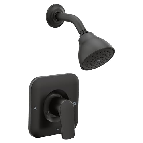 Juego de grifería para ducha Moen T2812EPBL Rizon Eco-Performance Posi-Temp, requiere válvula, caudal 1,75 GPM, acabado negro mate miniatura 1