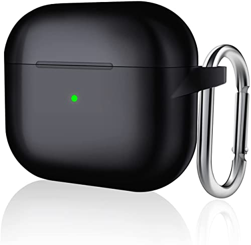 Coque de protection en silicone pour AirPods 3ème génération (2021 Released) Senbos - Résistante aux chocs - Compatible avec les AirPods 3 Gen avec porte-clés pour hommes et femmes - LED avant visible Cover