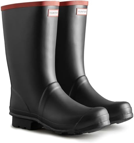 Hunter Unisex Argyll Short Knee Rain Boots - Rubber Black Wellington Boots, Size 7 W / 6 M US - View #5