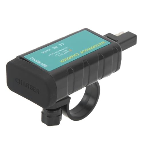 Alomejor Motorcycle Phone Charger SAE Plug USB 12V Dual QC3.0 Charger with Cover Multiple Functions for Vehicles