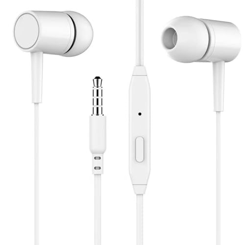 Premium Hi-Fi Sound Quality Corded Headphones - Bass Enhanced, Clear Vocals, Noise-Isolating in-Ear Design, Anti-Tangle Cable, 3.5mm Jack for Music Lovers (White) by Generic - Used condition - US$8.29