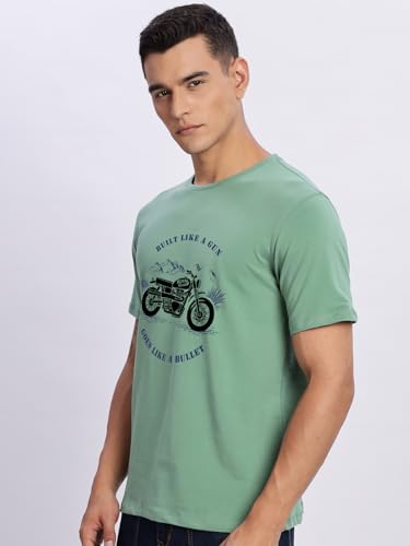 Image of ADRO Men's Royal Bike Design Printed 100% Cotton T-Shirt - Regular Fit, Printed T-Shirts for Men