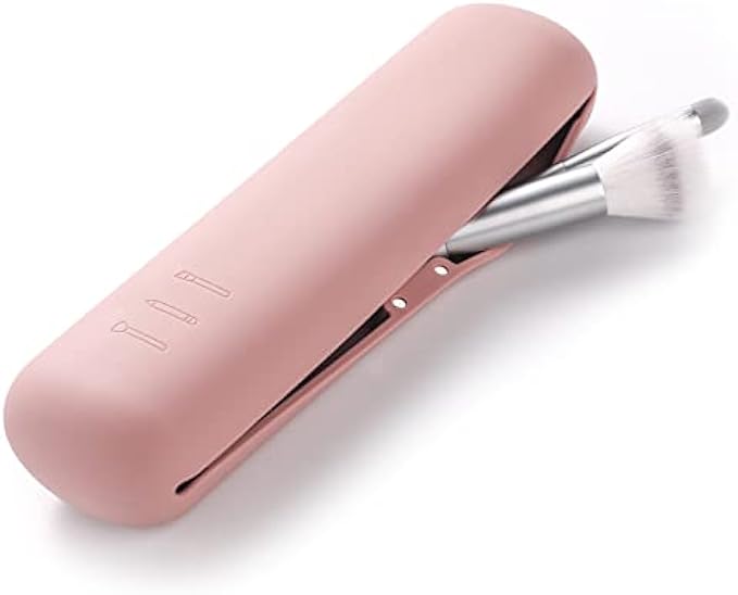 FERYES Large Travel Makeup Brush Holder, Magnetic Anti-fall Out Silicon Portable Cosmetic Face Brushes Holder, Soft and Sleek Makeup Tools Organizer for Travel- (8.27 * 2.36 * 1.57)