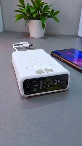 Resim HEARTZ H002 20000 MH PD 30W ve USB 22.5W FAST HIZLI ŞARJ DAHİLİ TYPE C VE LİGHTNİNG KABLOLU DÜNYA STANDARTLARINA UYGUN POLYMER BATARYA BİREBİR AMPER POWERBANK (BEYAZ) 