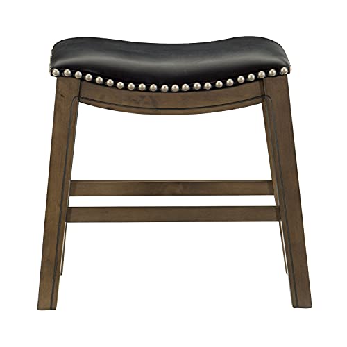 Lexicon Alviso Wooden Saddle Seat Dining Stool, 18" Sh, Black #TOP1