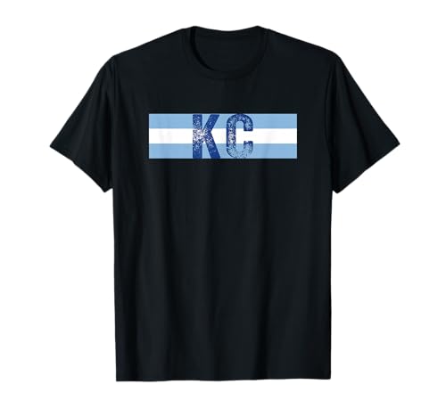 KC 2 Letters Kansas City Cool Kc Blue Stripes KC Retro Cool T-Shirt