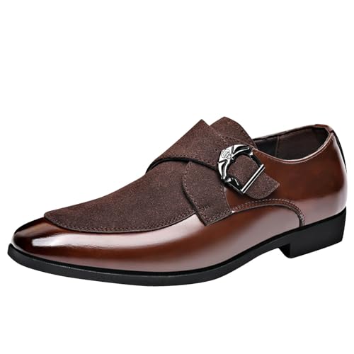 Mocasines Hombre,Zapatos Hombre Vestir de Cuero con Suelas Planos Formales Sencillos Vintage para Usar en Todas Las Estaciones Ligeras Cómodo Mocasín de Ante Casual Zapatos de Negocios Bodas