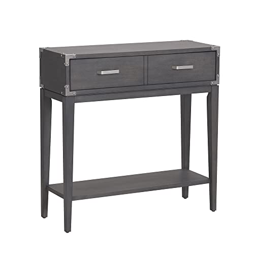 Image of Leick Home 24032 Beckett One Drawer Hall Stand with Shelf for Living Room, Hallway, Entryway, Anthracite /Pewter