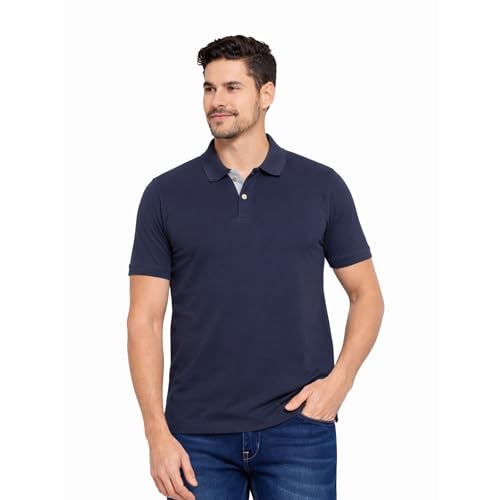 Image of Cotton Polo T-Shirt for Men | Solid Color Regular Fit Collar Neck T-Shirt