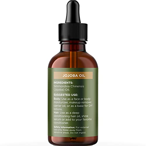 Nourishing Cold Pressed Jojoba Oil - Pure Jojoba Oil For Hair Skin And Nails Plus Emollient And Occlusive Dry Skin Moisturizer For Face And Body Care - Jojoba Carrier Oil For Essential Oils Mixing #TOP1