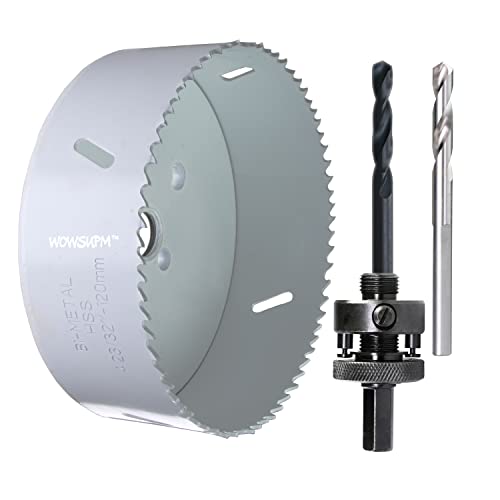 WowSupM 120 mm HSS Bi Metal Hole Saw for Wood Metal, 120mm